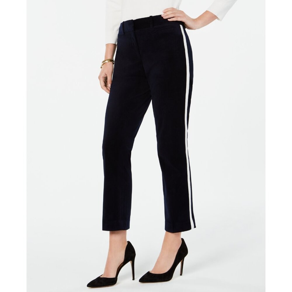 NWT Womens Size 14 Tommy Hilfiger Navy Bristol Velour Casual Trouser Ankle Pants